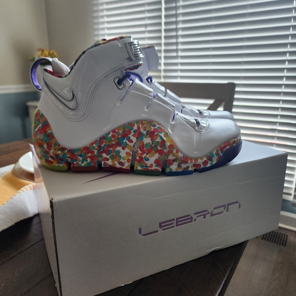 Nike LeBron White with Multicolor Accents Fruity Pebbles Edition.